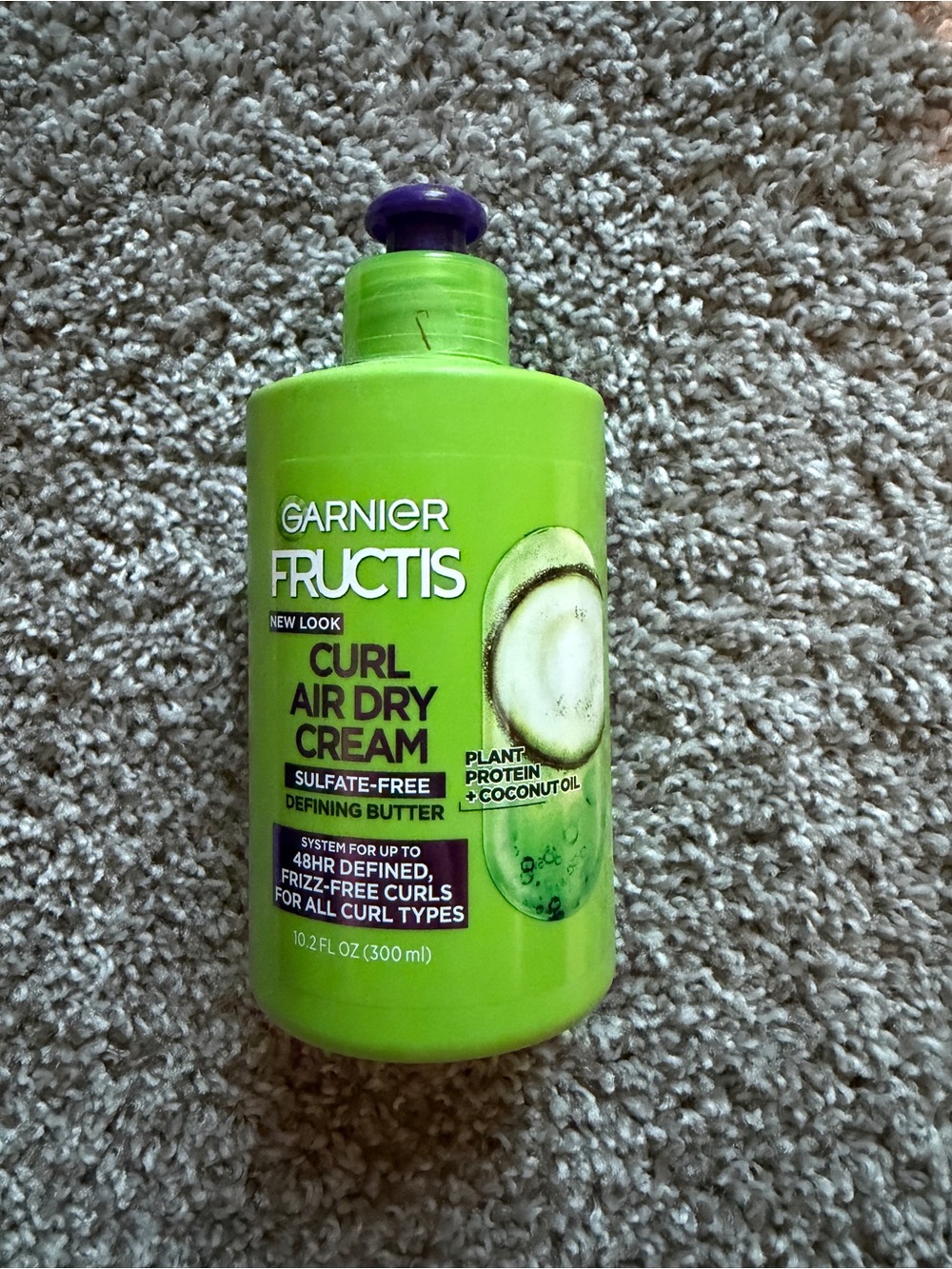 Garnier Fructis Curl Air Dry Cream in bright green with purple cap